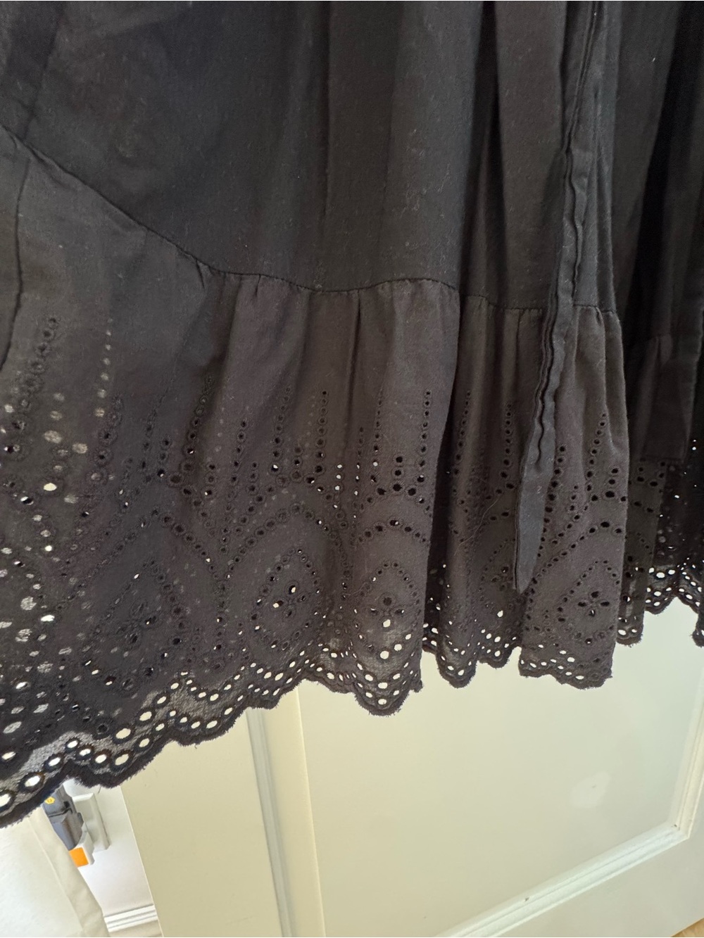 Nine West Black Eyelet-Sleeve Tiered Midi Dress - Picture 7 of 10